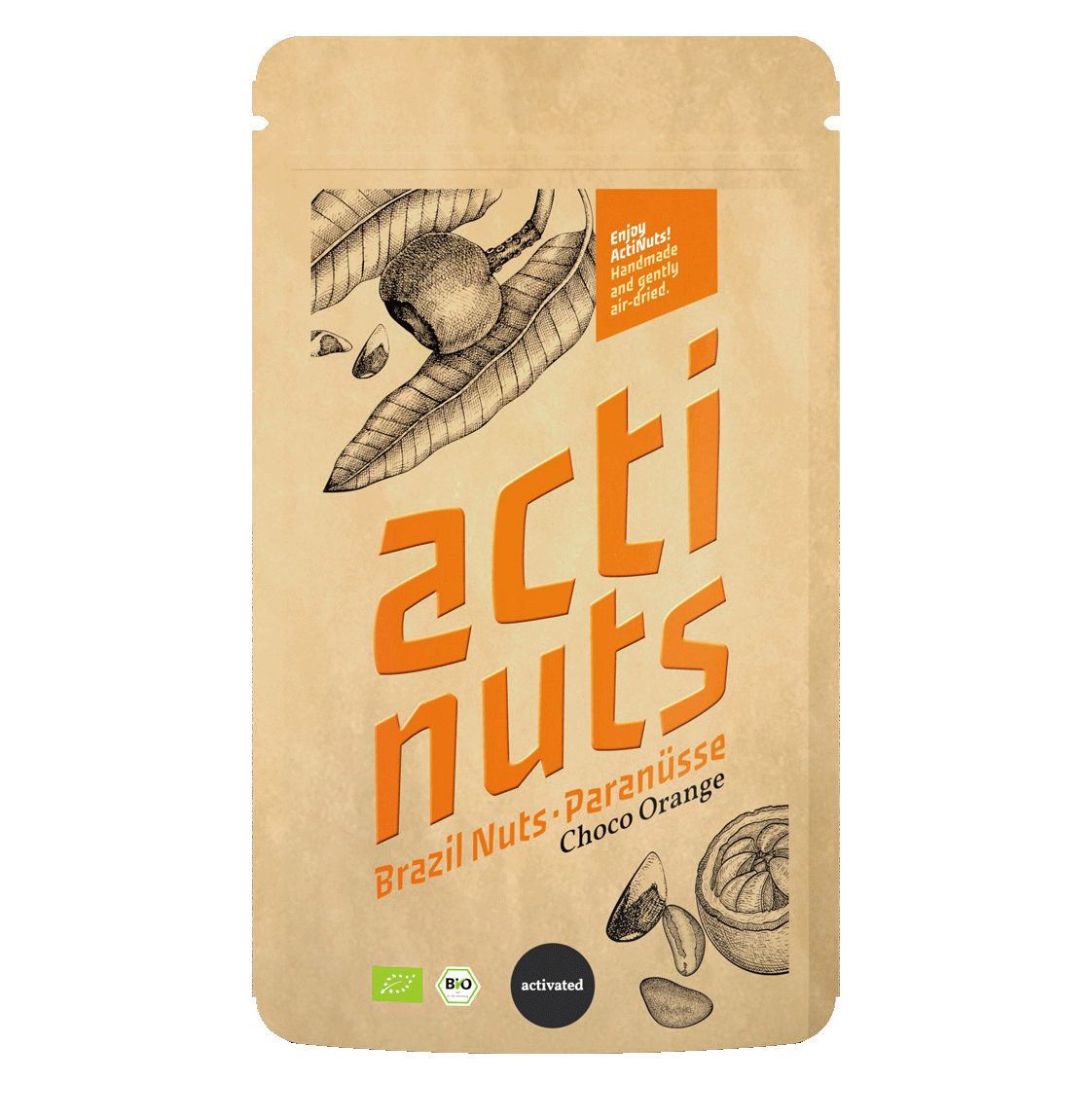 Organic Activated Brazil nut kernels with orange-cacao taste