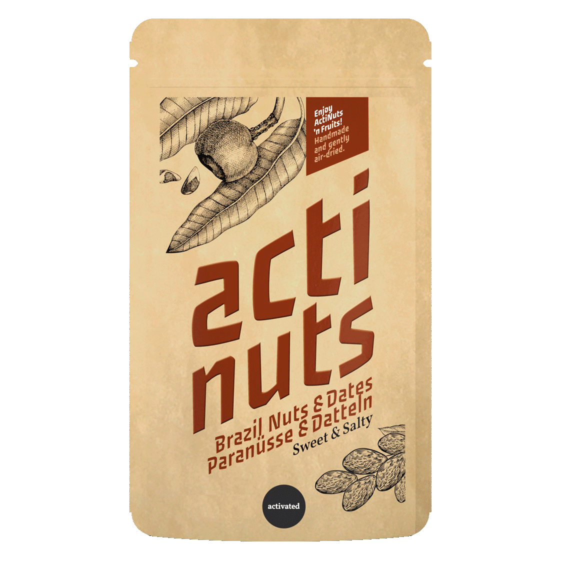 Organic Activated Brazil nut kernels sweet and salty with dried dates